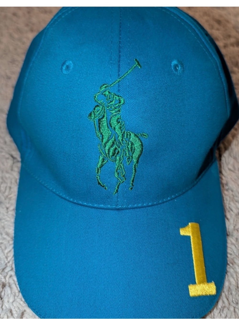 Ralph Lauren Teal Cap with Yellow Embroidery and Green Pony